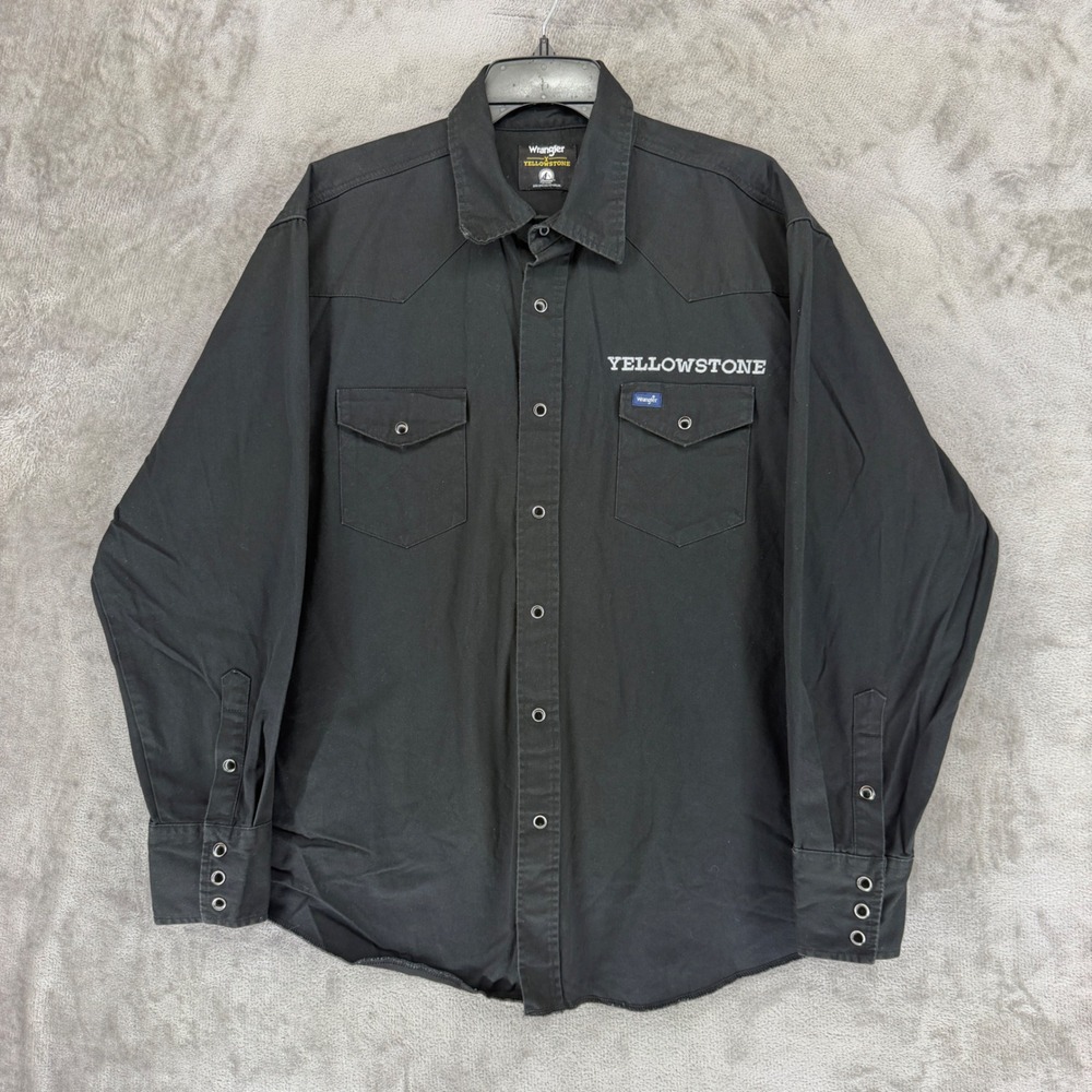 Wrangler Yellowstone Shirt Men XL Black Western Pearl Snap Long Sleeve 112325622